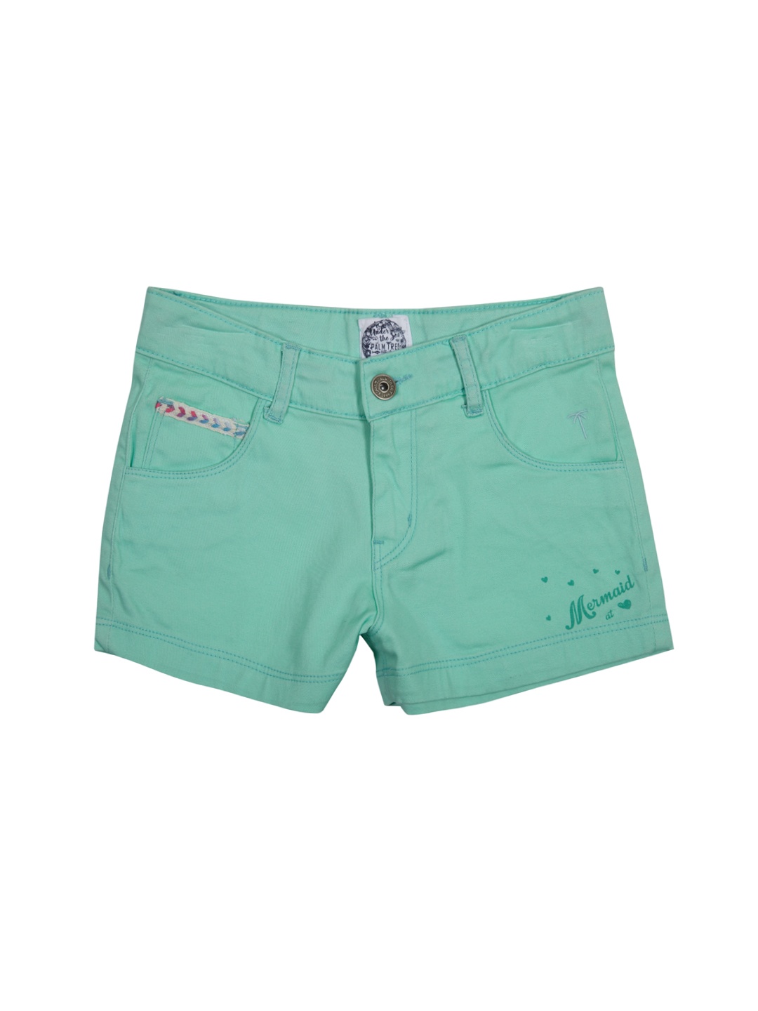 

Palm Tree Girls Sea Green Solid Regular Shorts