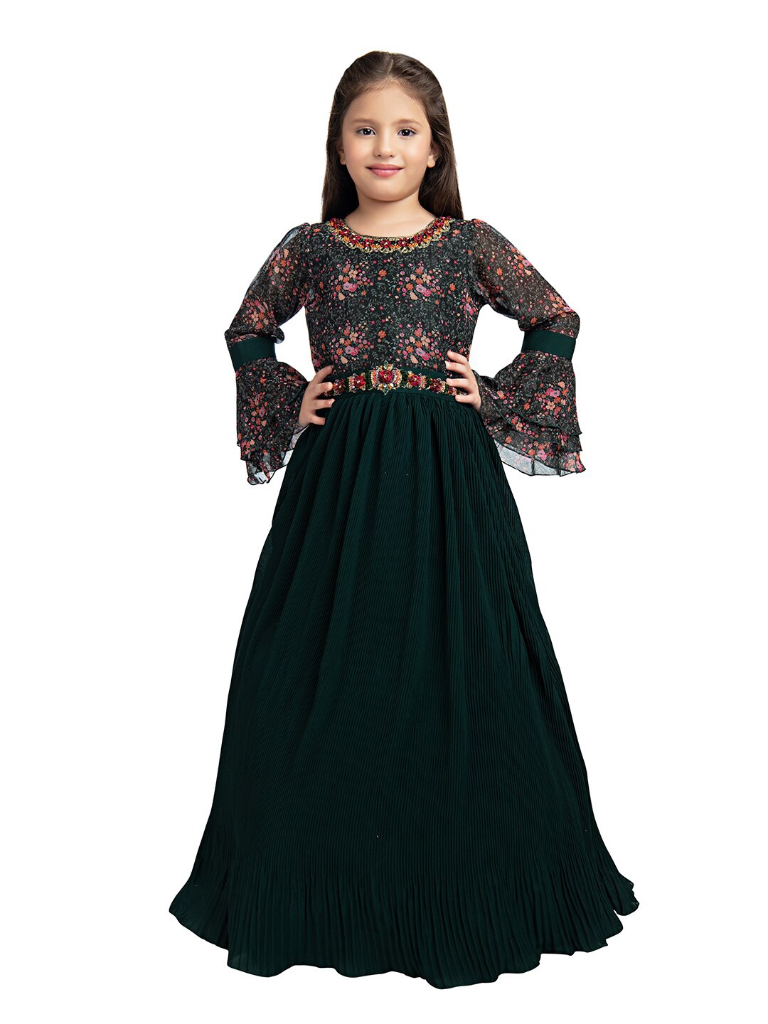 

BETTY Green Embellished Maxi Dress