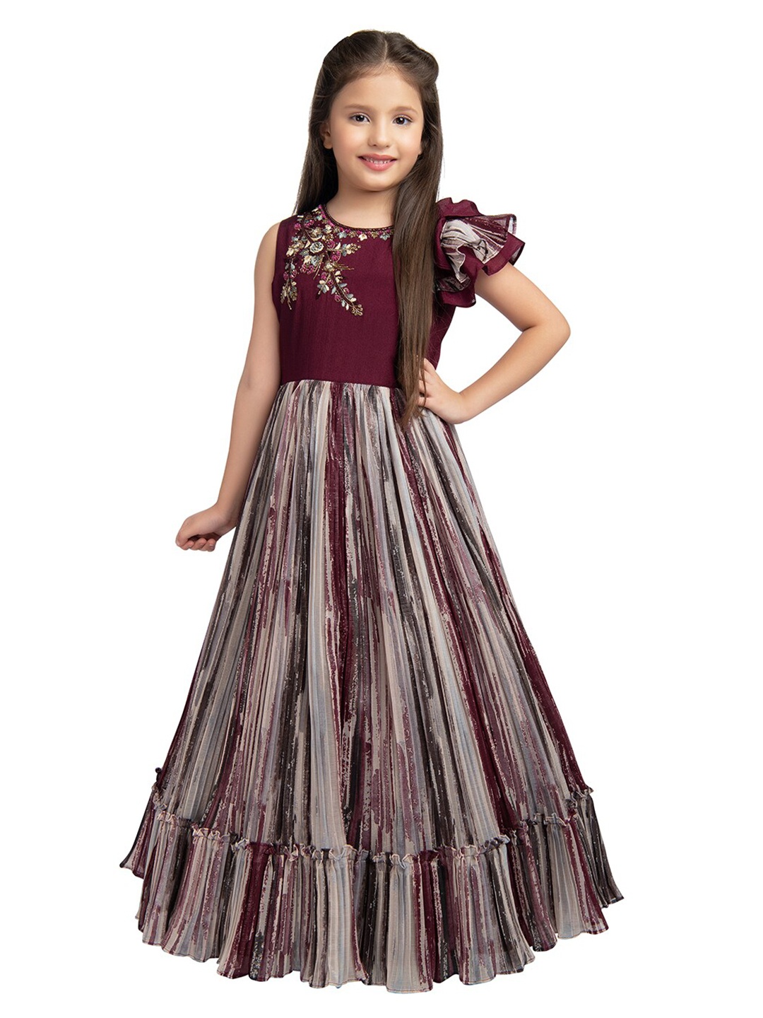 

BETTY Burgundy Striped Maxi Dress