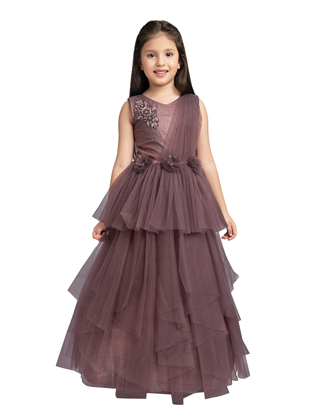 

BETTY Burgundy Net Maxi Dress