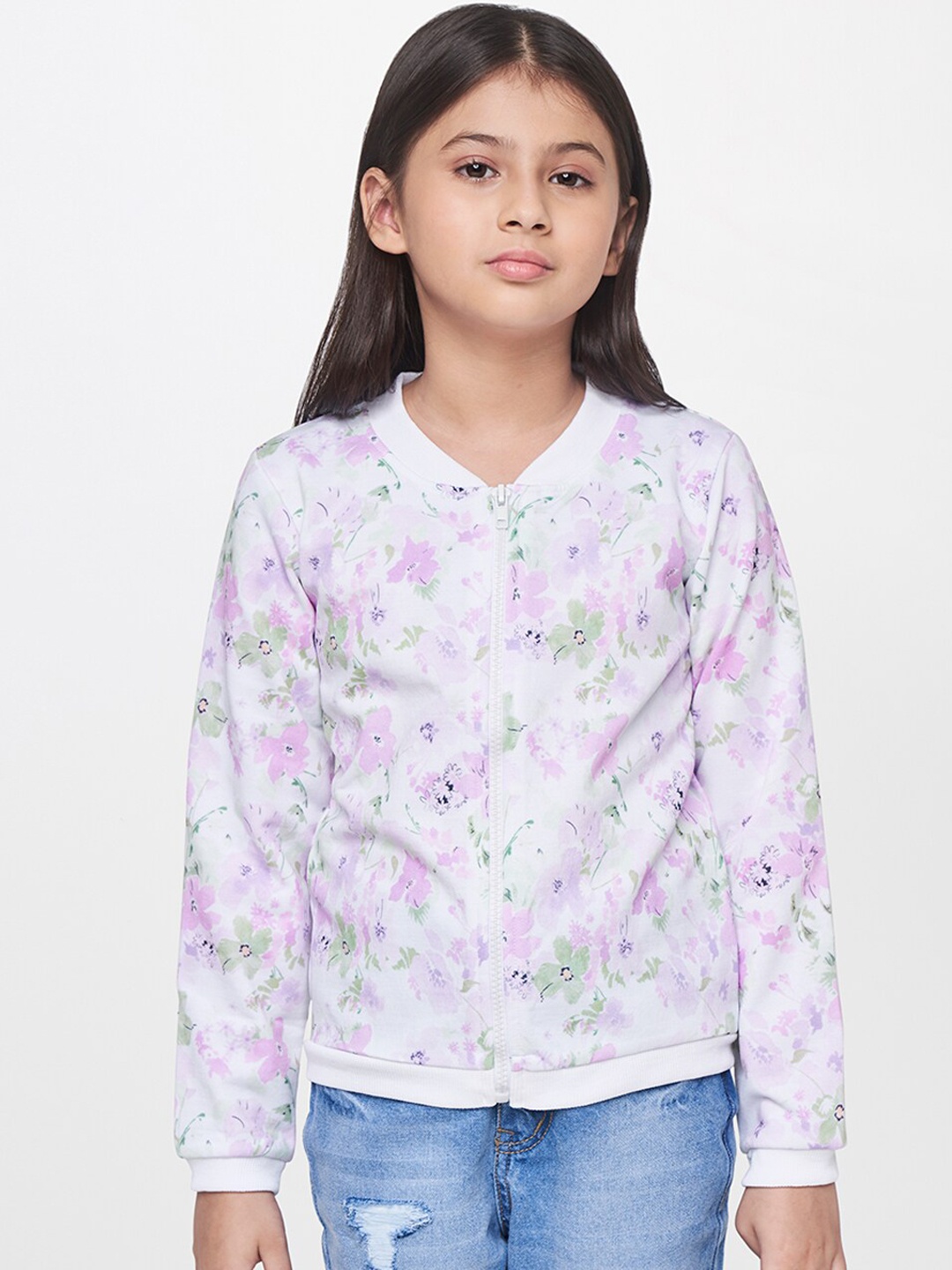 

AND Girls Pink Floral Crop Sporty Jacket