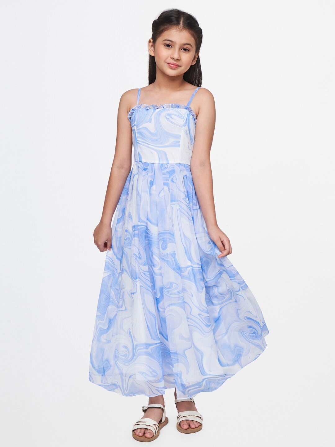 

AND White & Blue Fit & Flare Maxi Dress