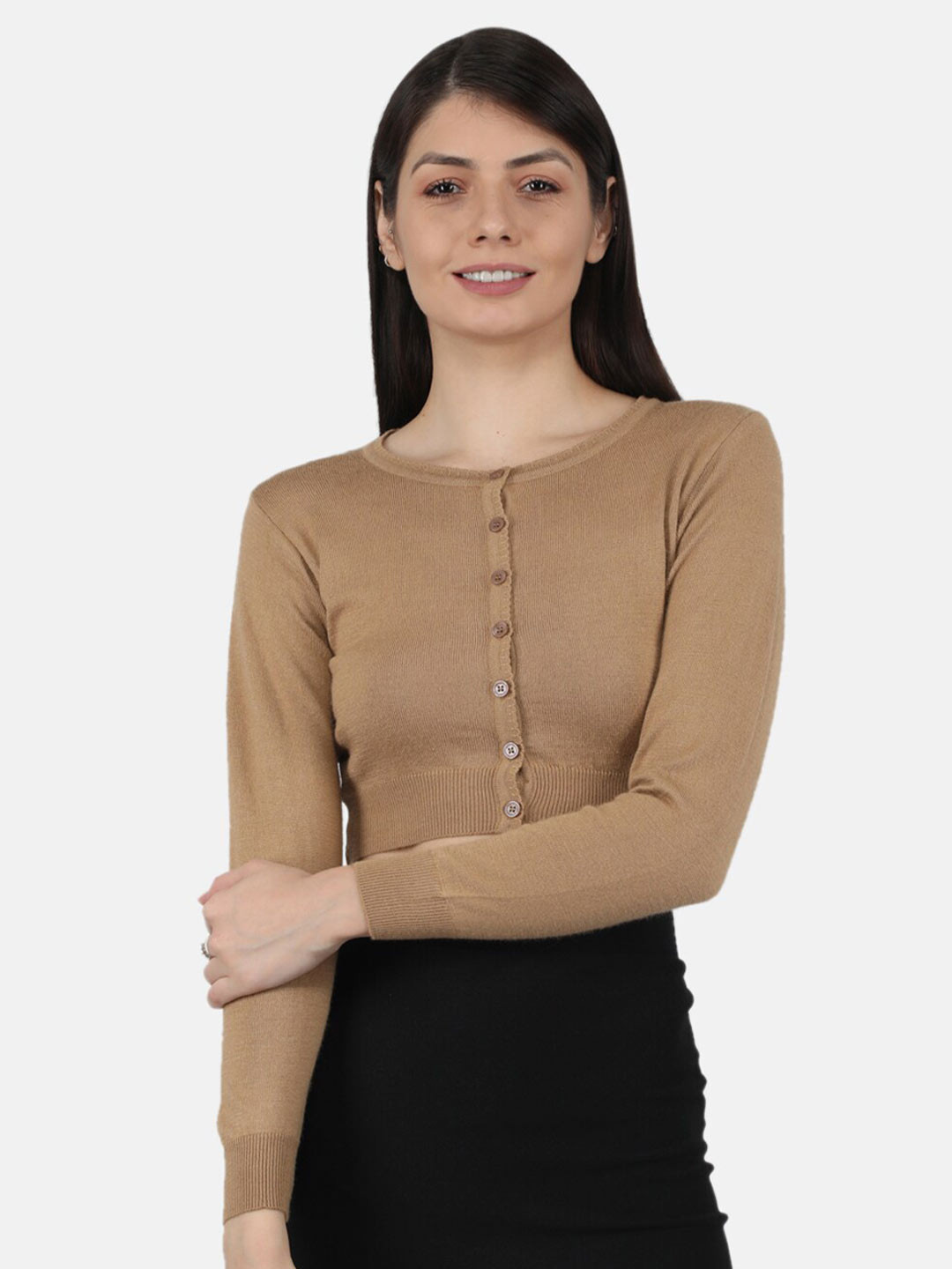 

Monte Carlo Women Brown Crop Sweater Vest