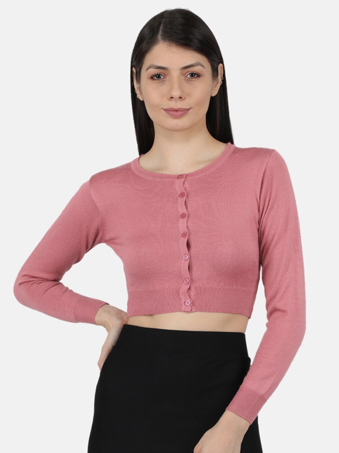 

Monte Carlo Women Pink Crop Cardigan