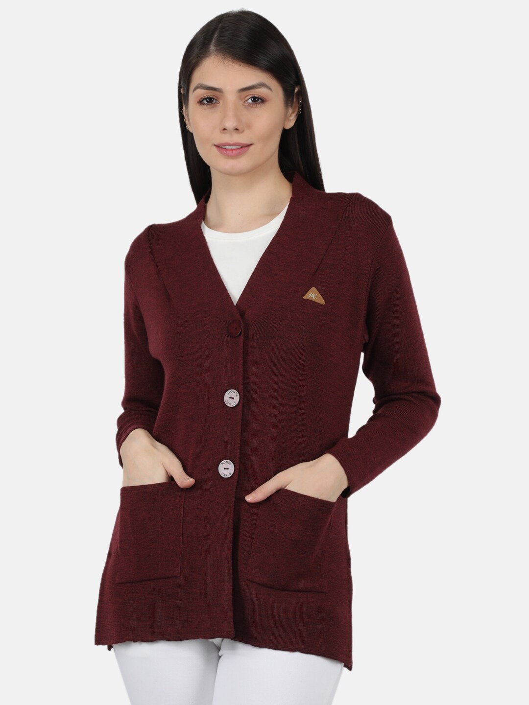 

Monte Carlo Women Maroon Cardigan sweater