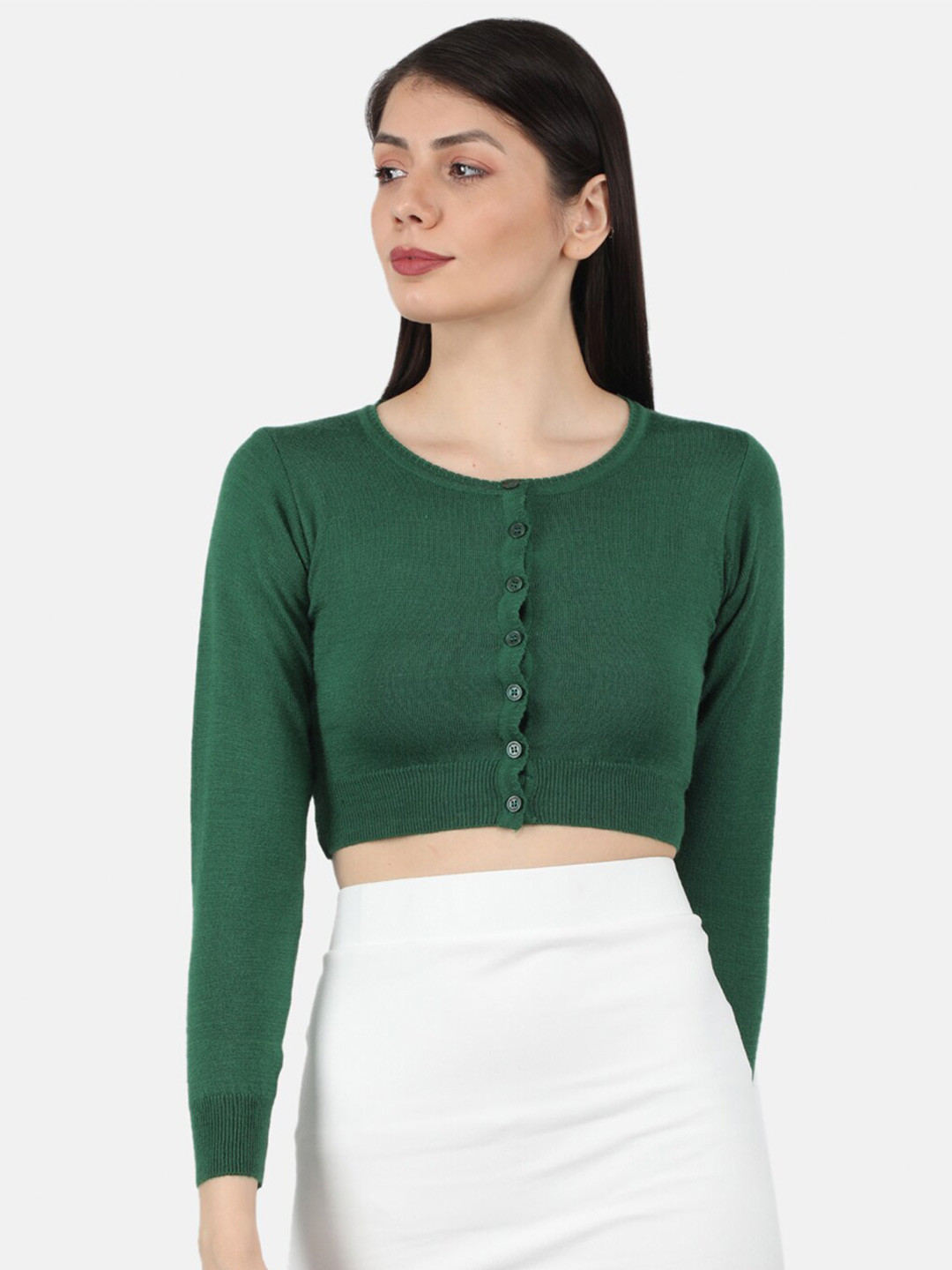 

Monte Carlo Women Green Crop Cardigan