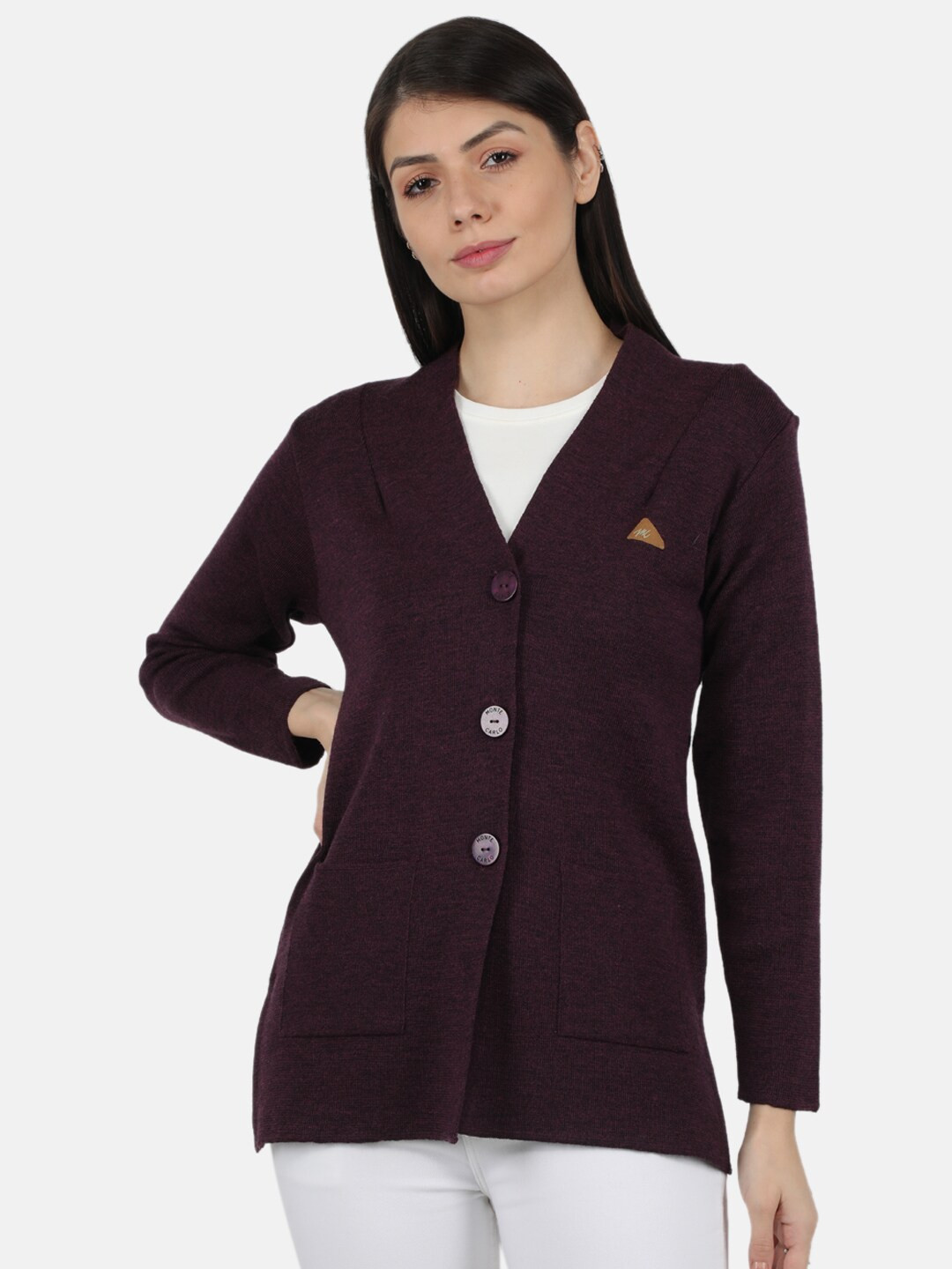 

Monte Carlo Women Maroon Cardigan sweater