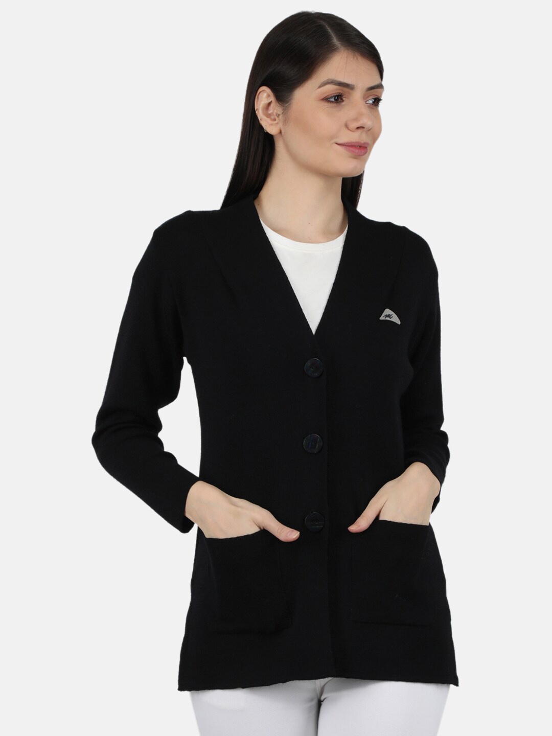 

Monte Carlo Women Black Pure Wool Cardigan