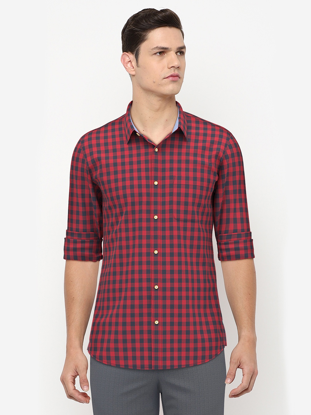 

Peter England Casuals Men Red Slim Fit Buffalo Checked Casual Shirt