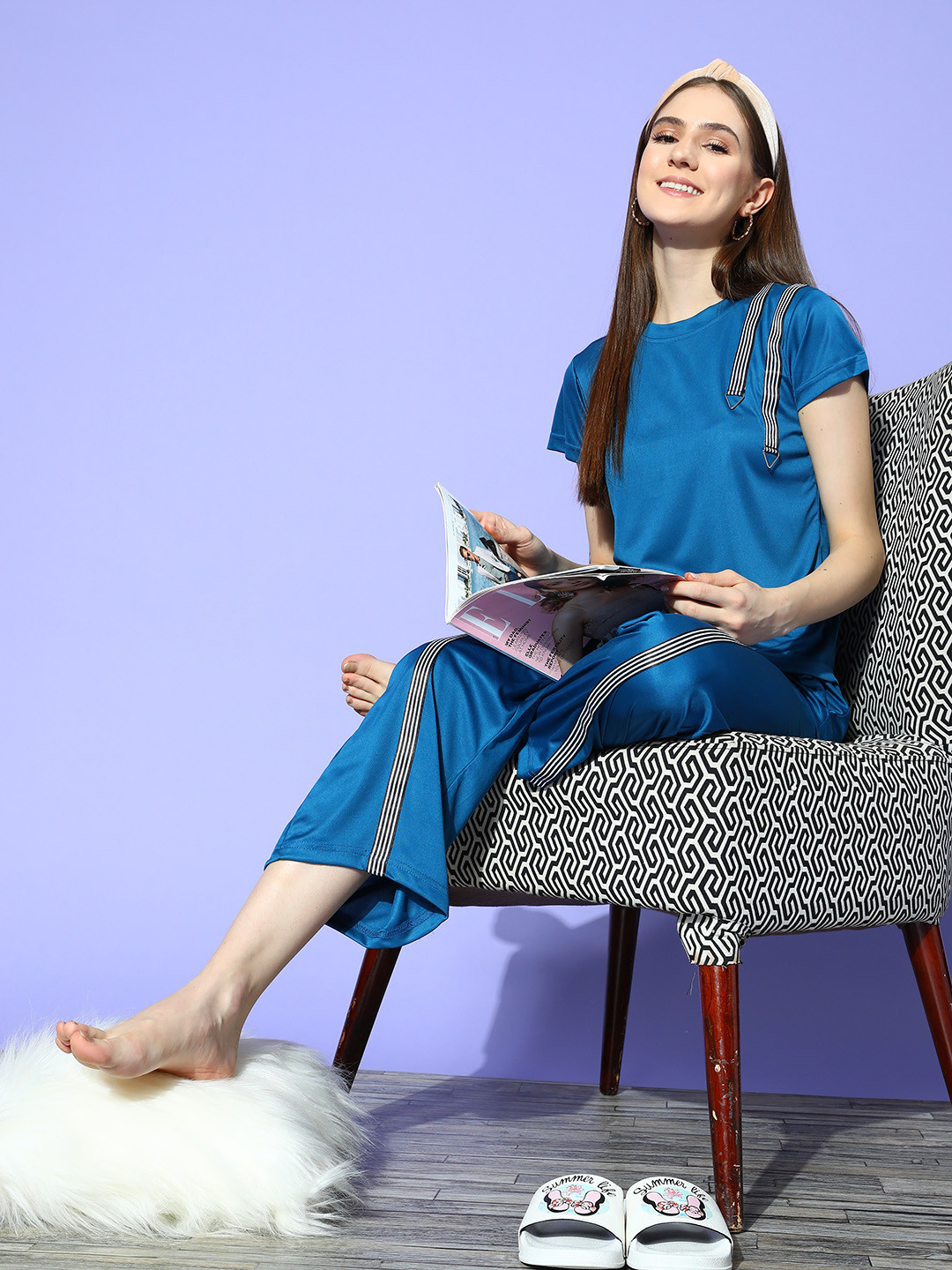 

Bannos Swagger Blue Solid Co-Ords Set
