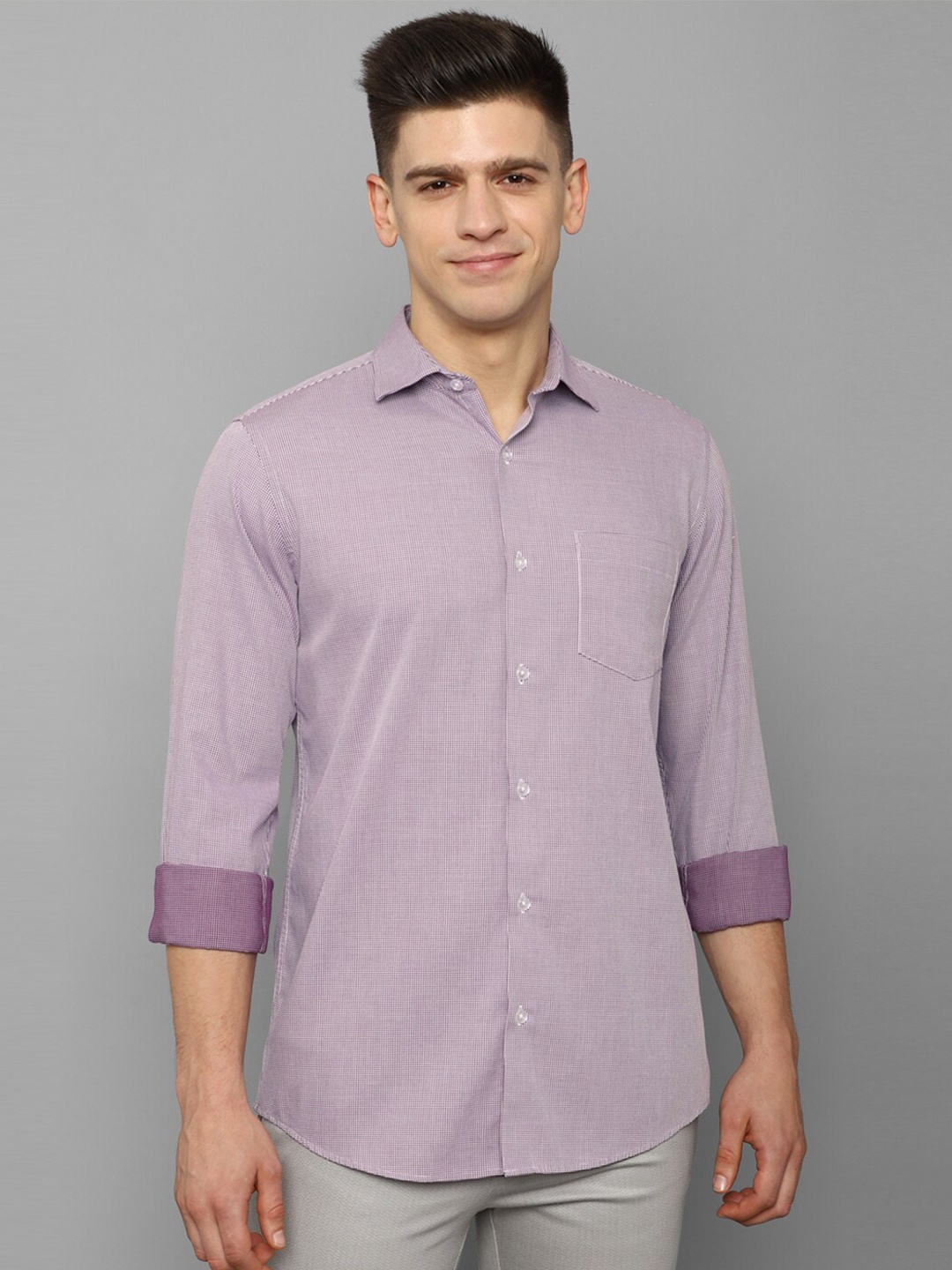 

Allen Solly Men Purple Slim Fit Micro Checks Checked Casual Shirt