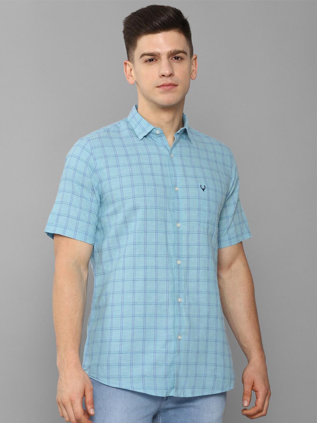 

Allen Solly Men Blue Slim Fit Checked Casual Shirt
