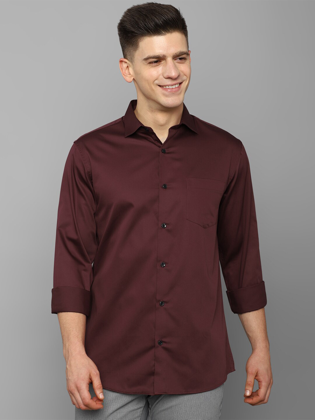 

Allen Solly Men Maroon Slim Fit Pure Cotton Casual Shirt