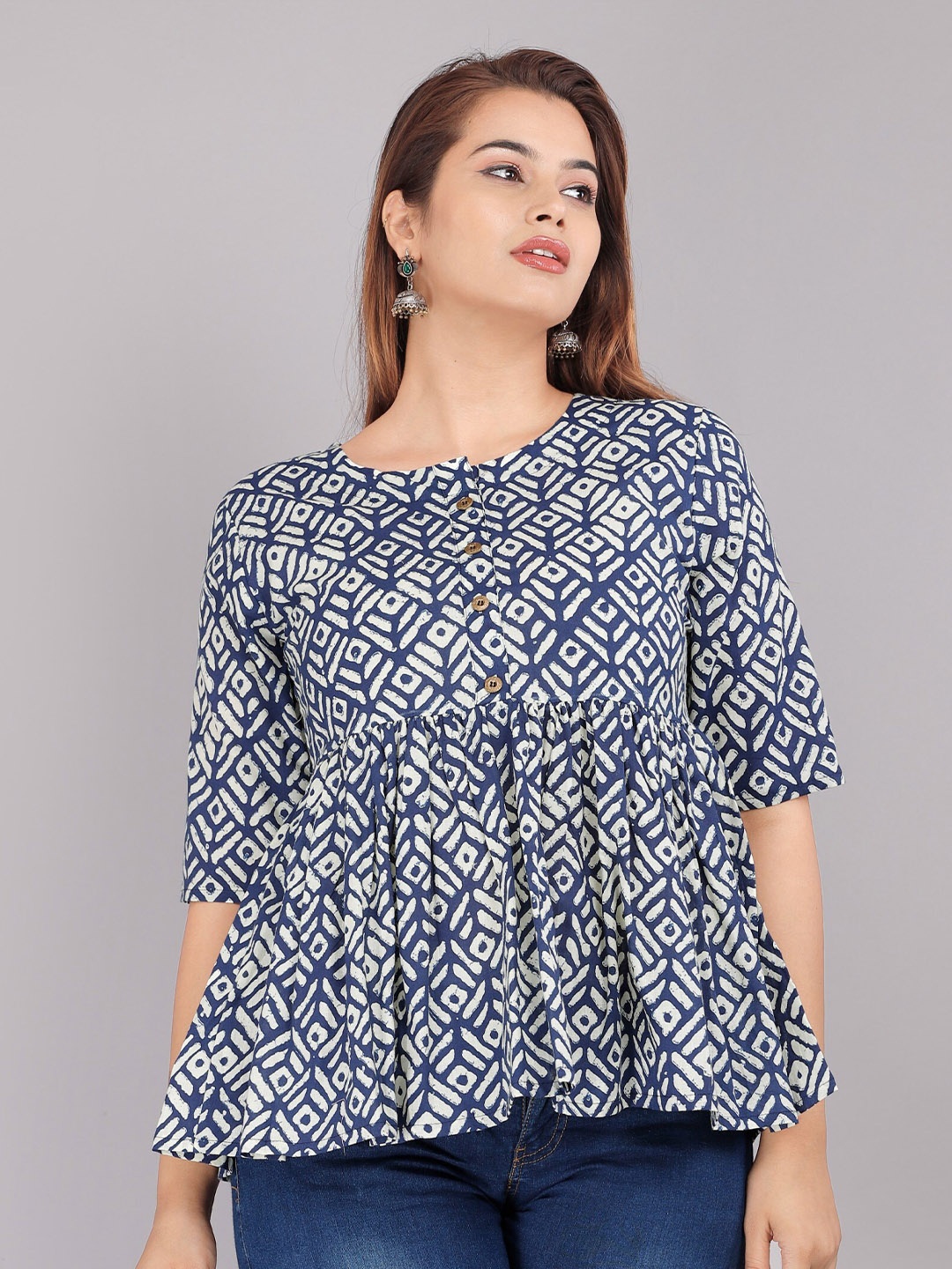 

KALINI women Blue Print Top