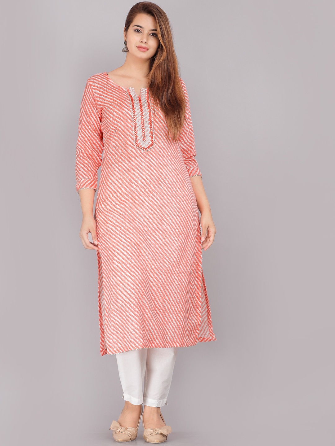 

KALINI Women Orange Printed Kurta