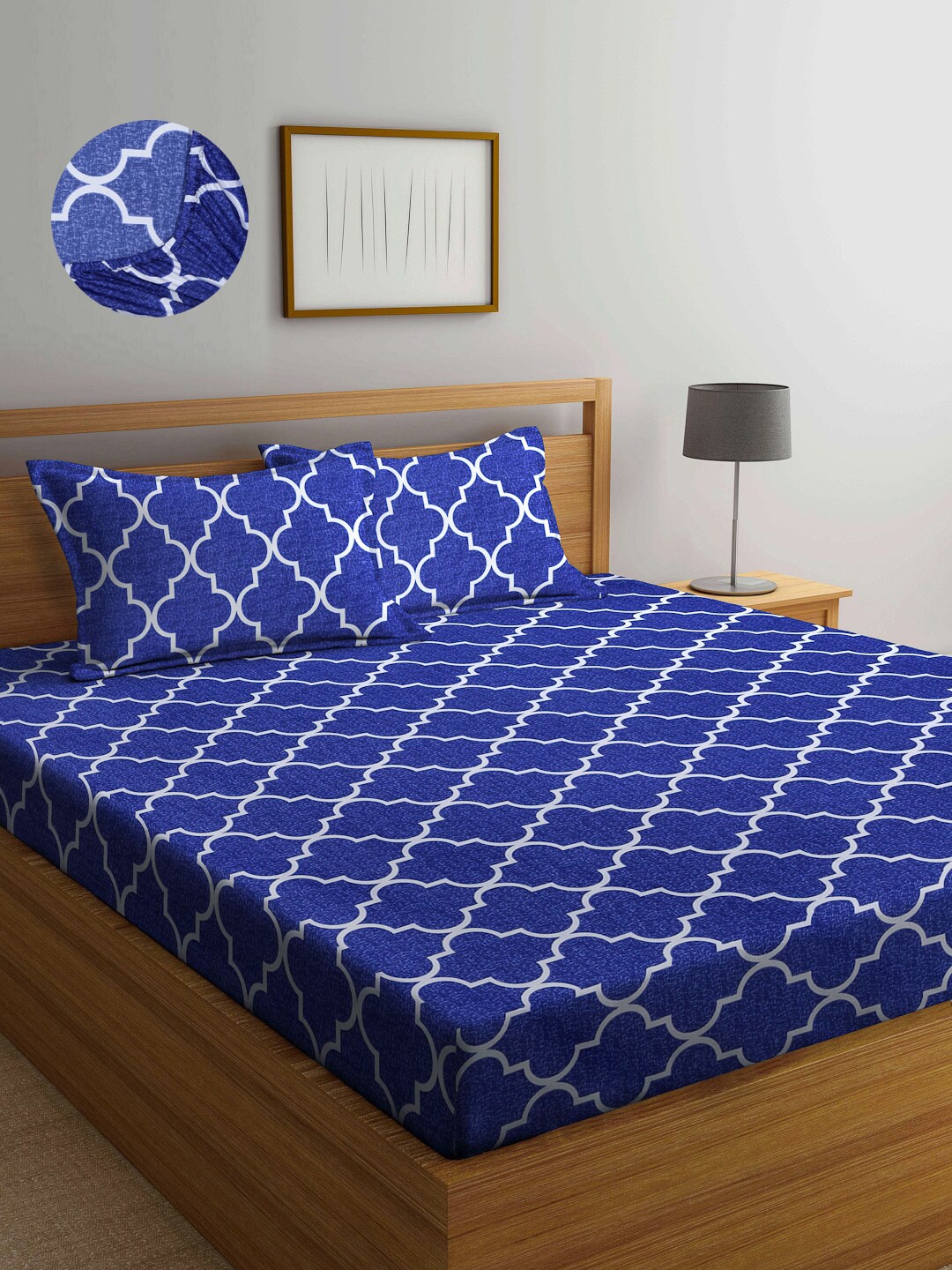 

Arrabi Unisex Blue Printed Bedsheets