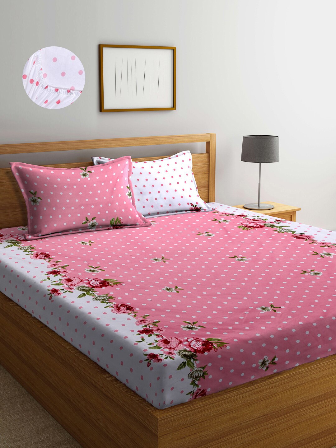 

Arrabi Unisex Pink King size Bedsheets
