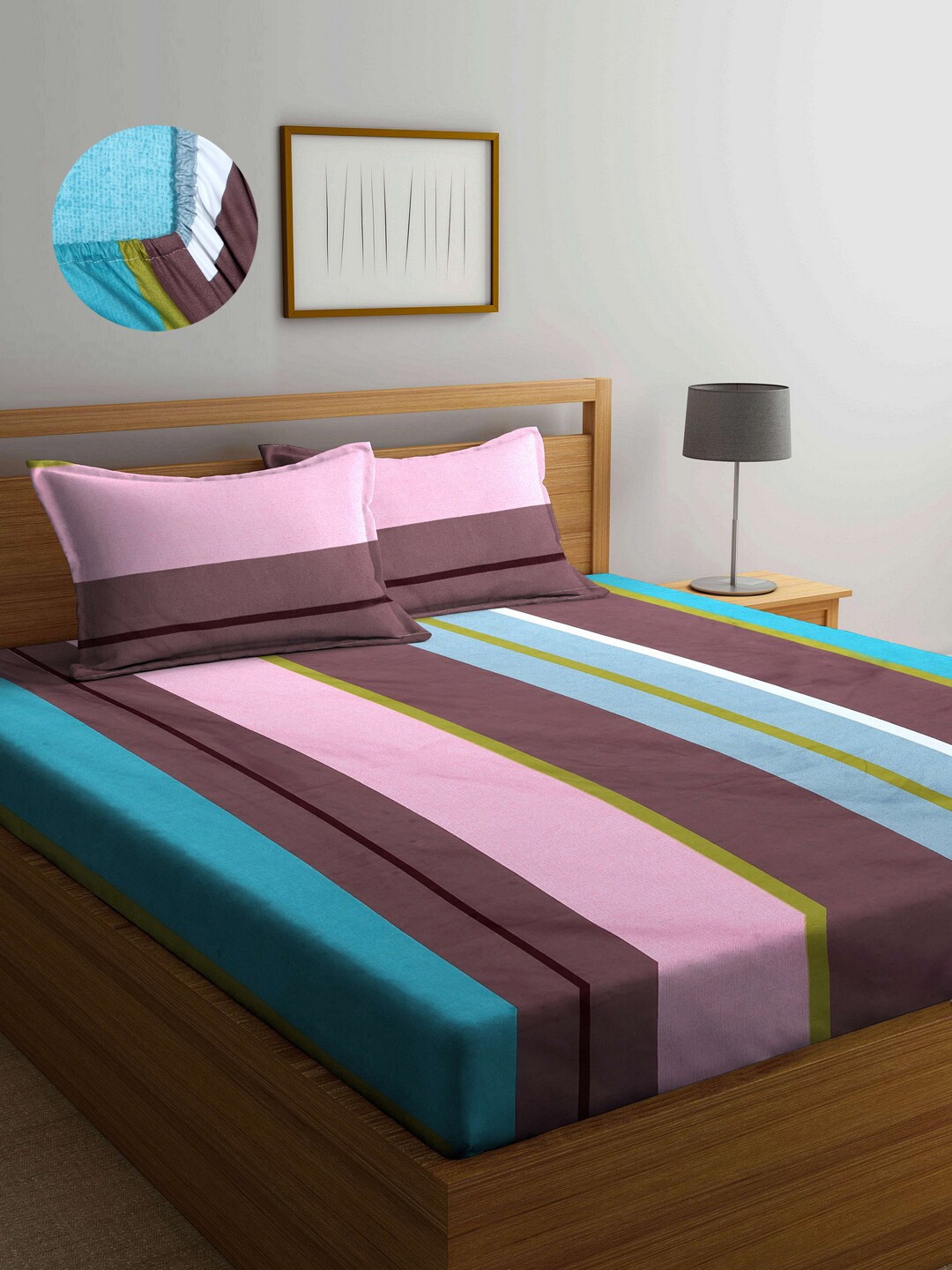 

Arrabi Unisex Multicolor Bedsheets, Pink