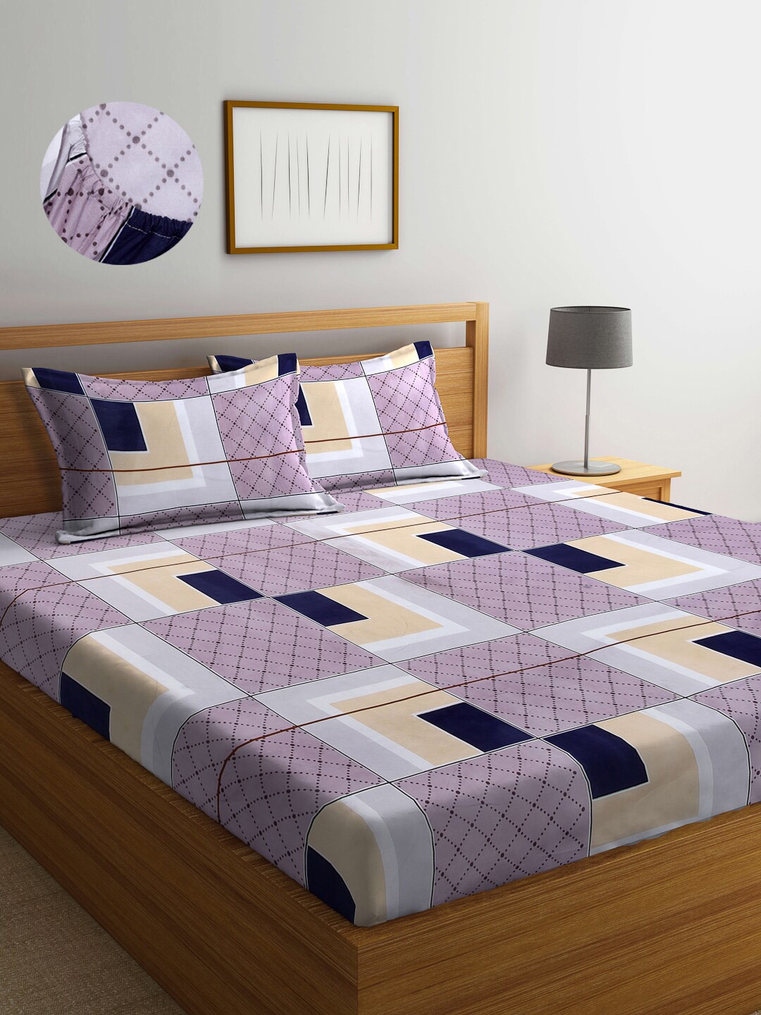 

Arrabi Unisex Multicolor Bedsheets, Lavender