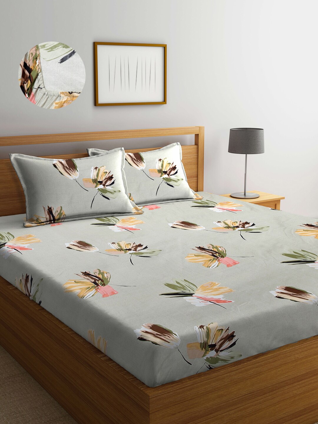 

Arrabi Unisex Green King size Bedsheets