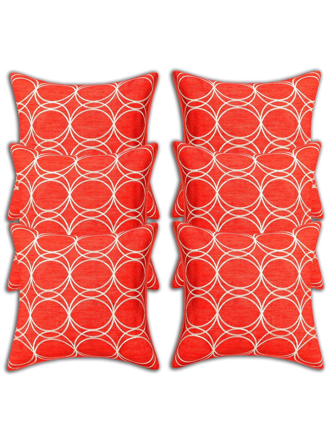 

INDHOME LIFE Red Set of 6 Geometric Square Cushion Covers