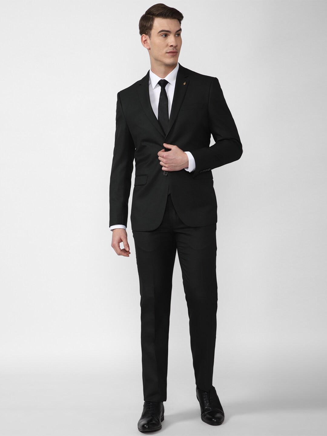 

Van Heusen Men Black Solid Slim-Fit Single-Breasted Two-Piece Formal Suit