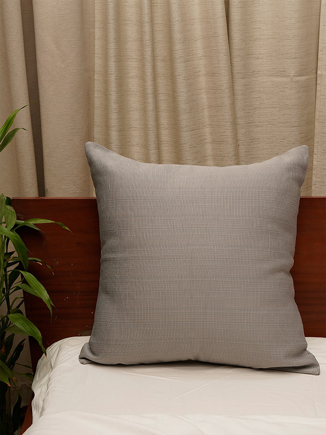 

ZEBA Adults Grey Self Design Textured Square Cushion Cover
