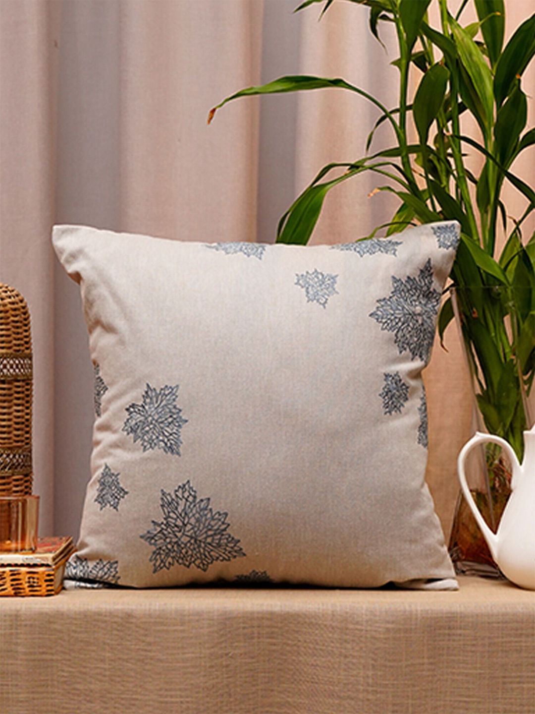 

ZEBA Grey Floral Square Cushion Covers