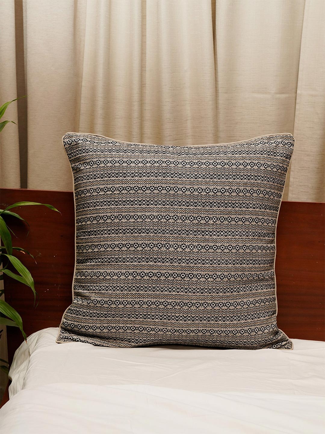 

ZEBA Beige & Black Abstract Square Cushion Covers