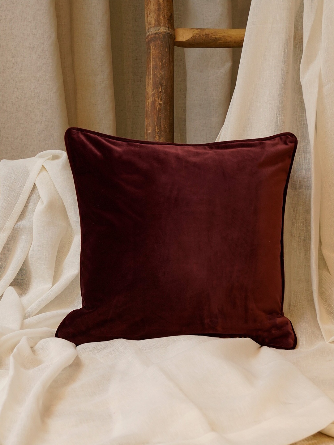 

ZEBA Maroon Velvet Square Cushion Covers