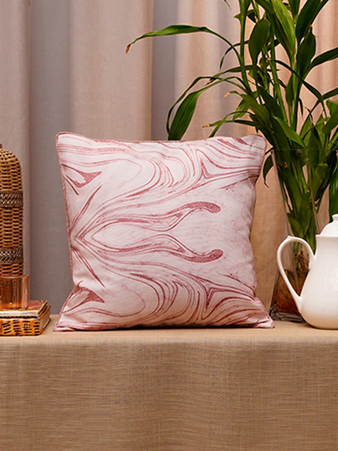 

ZEBA Pink Abstract Square Cushion Covers