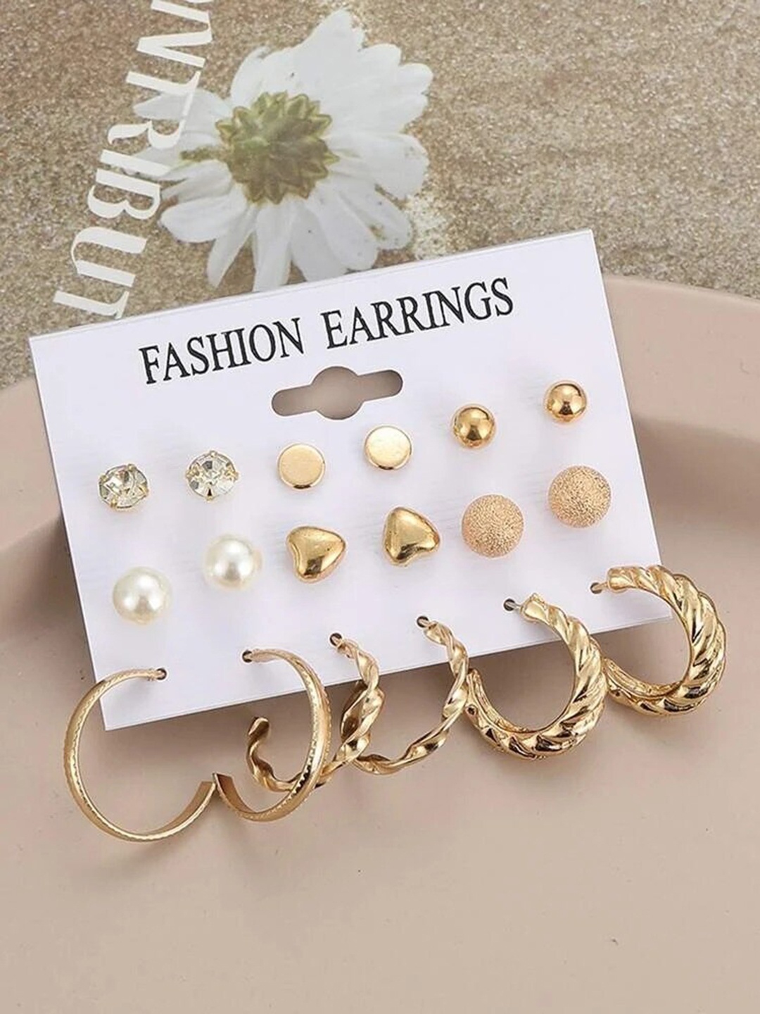 

ANNA CREATIONS Gold-Toned Contemporary Studs Earrings