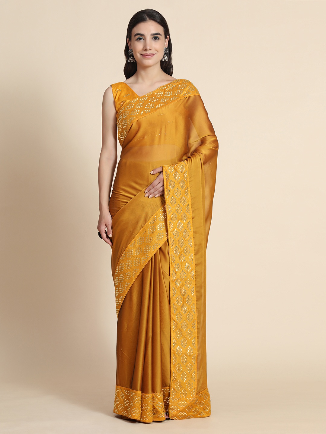 

PUNYATHA CREATION Mustard Pure Silk Saree