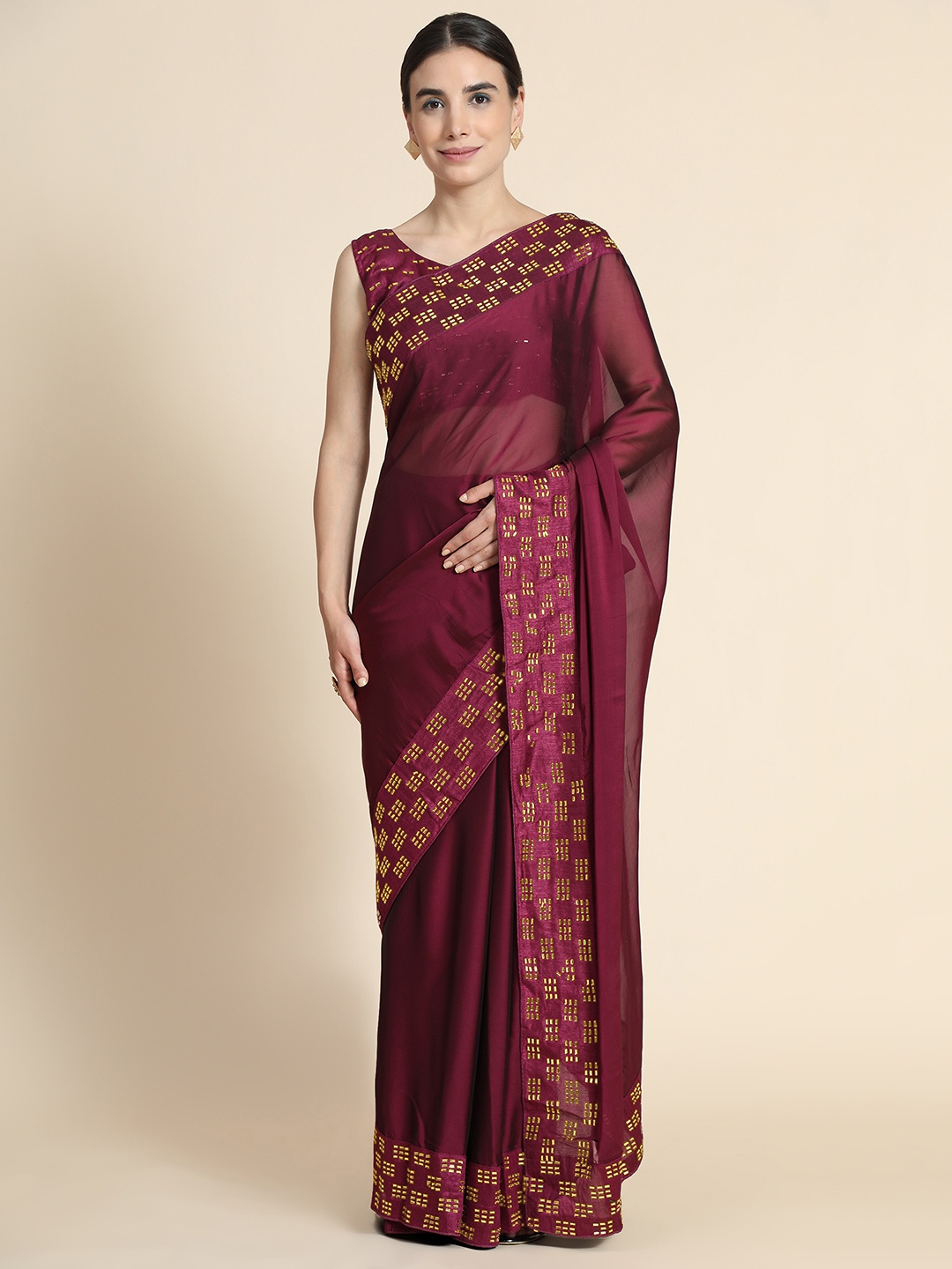 

PUNYATHA CREATION Maroon Pure Silk Saree