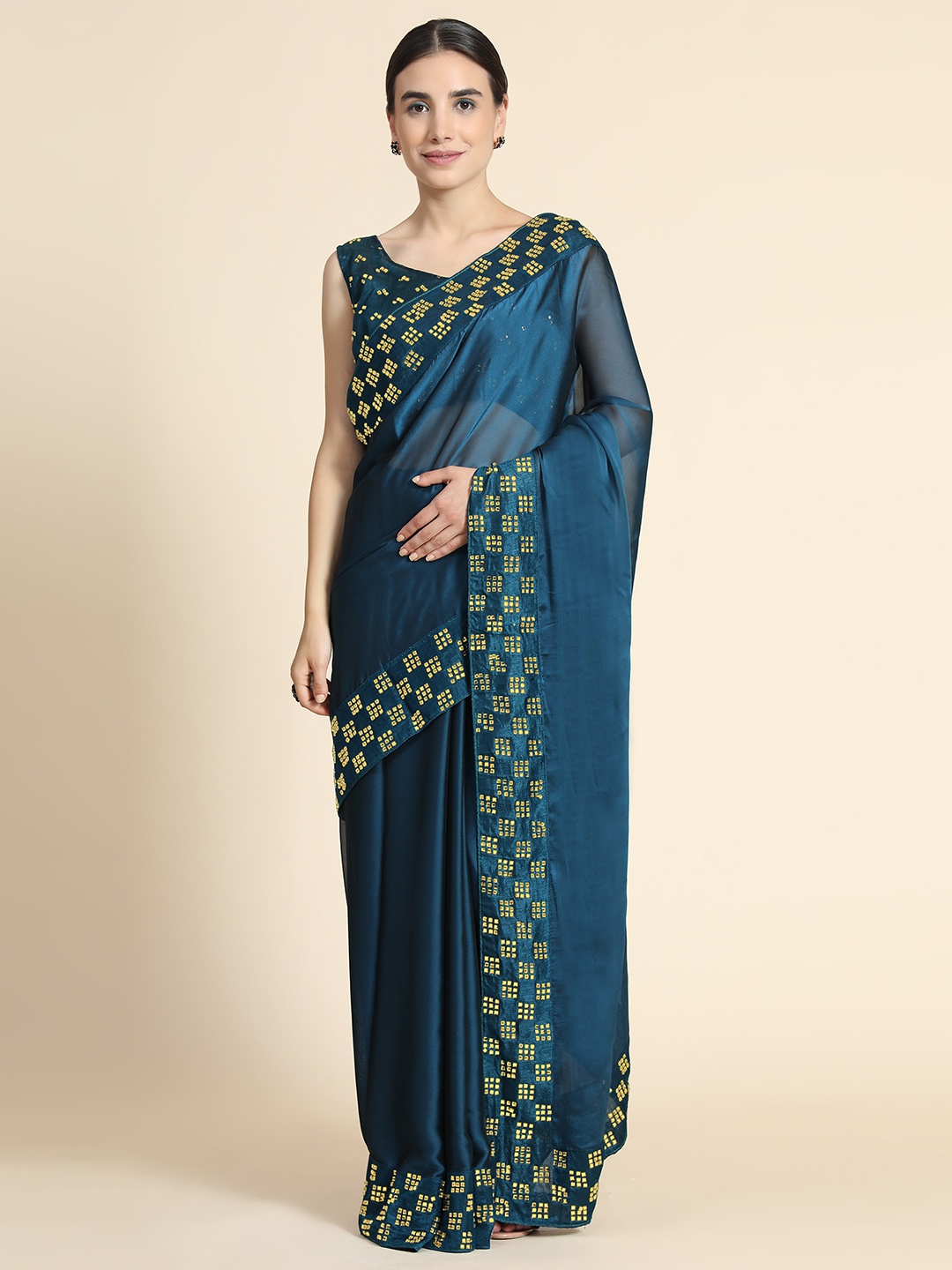 

PUNYATHA CREATION Teal Pure Silk Saree