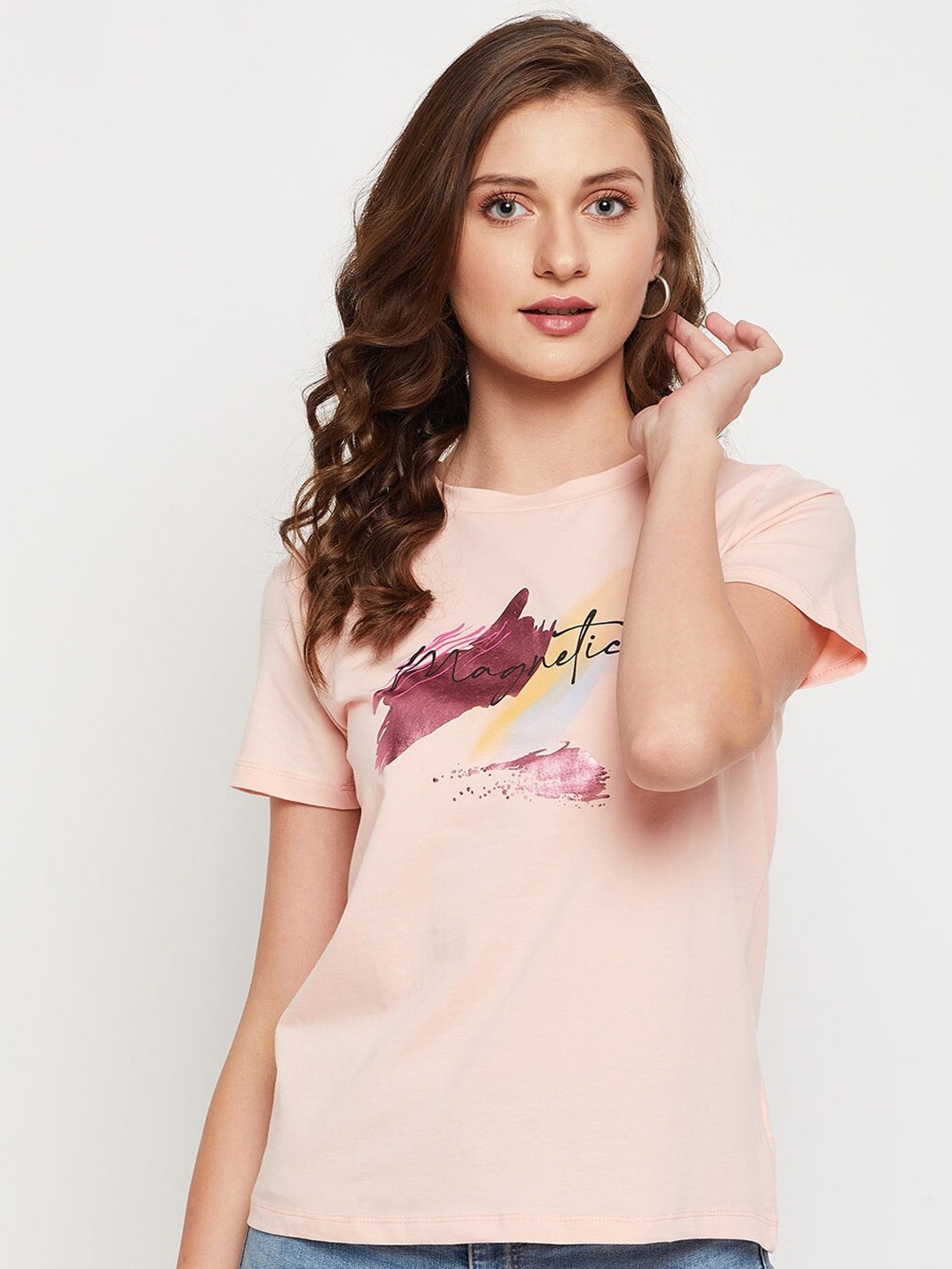 

Madame Women Pink Printed T-shirt