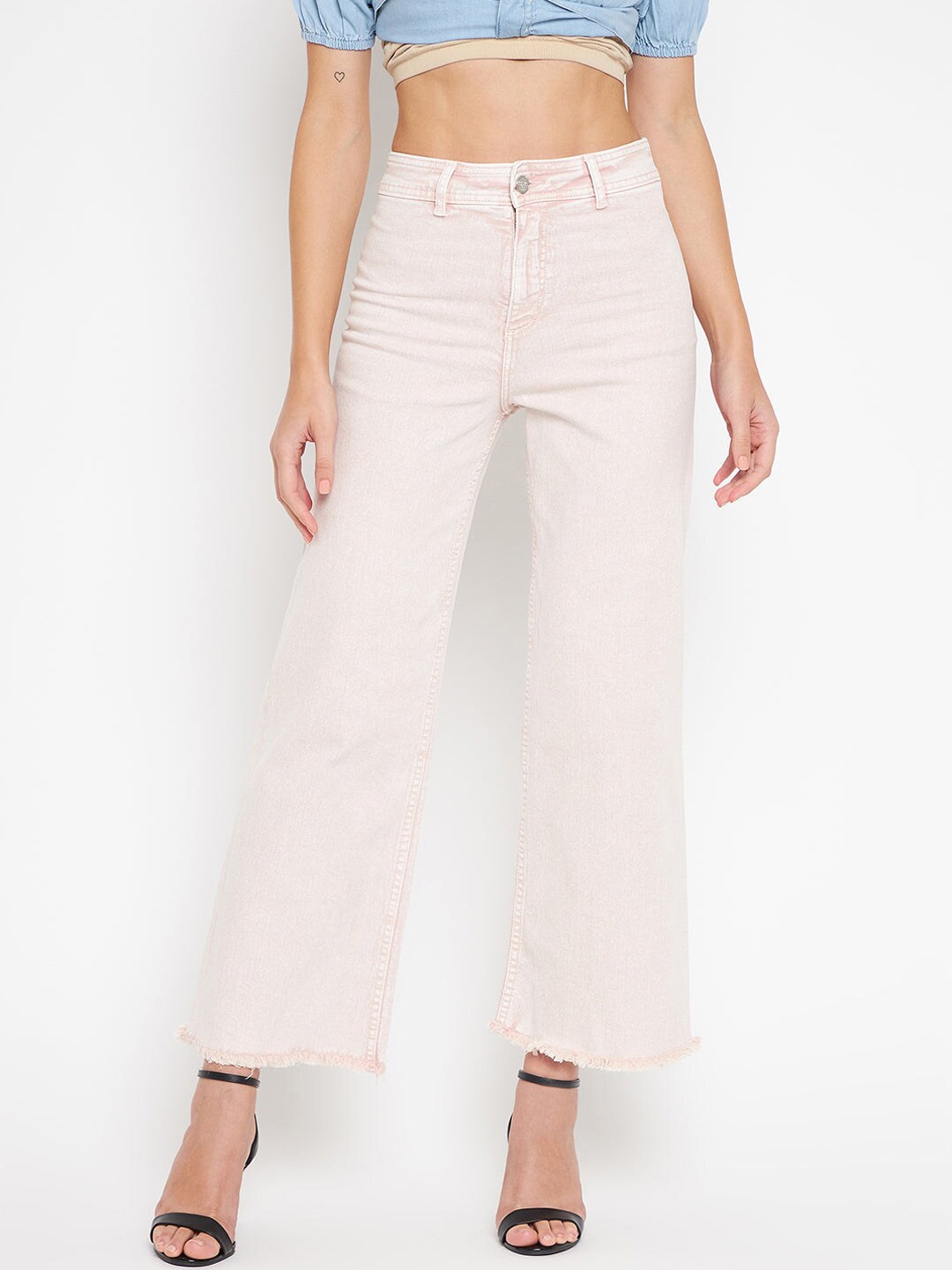 

Madame Women Magenta Flared Slash Knee Jeans