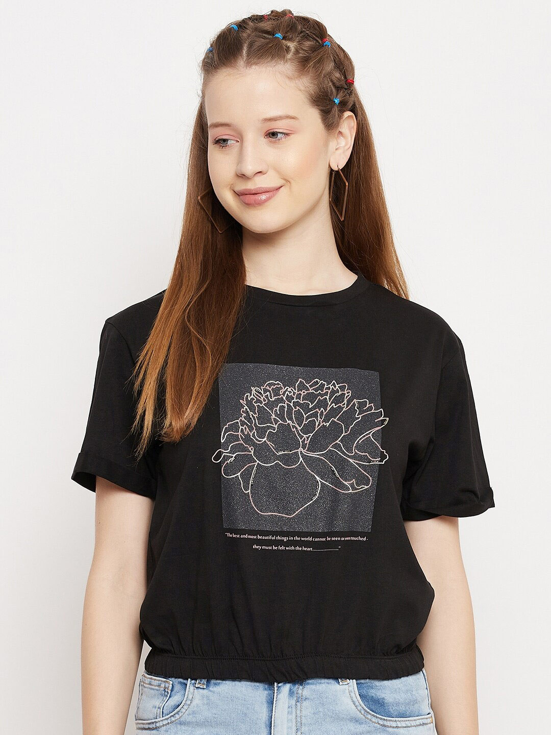 

Madame Women Black Print Top