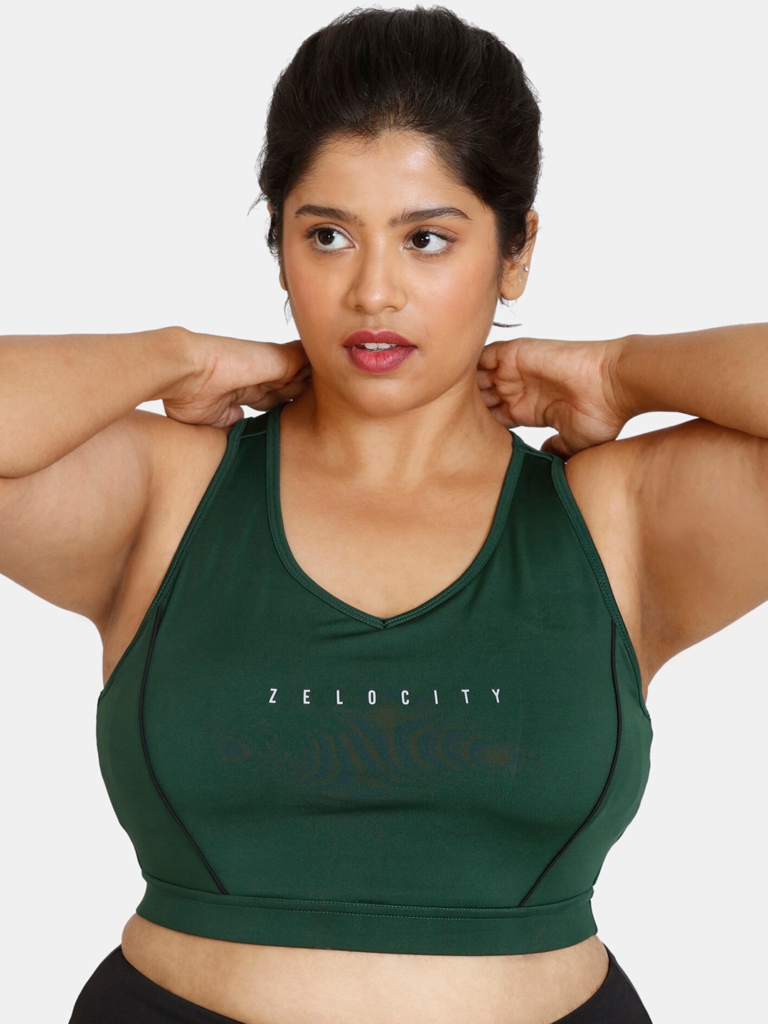 

Zelocity by Zivame Green & Black Sports Bra