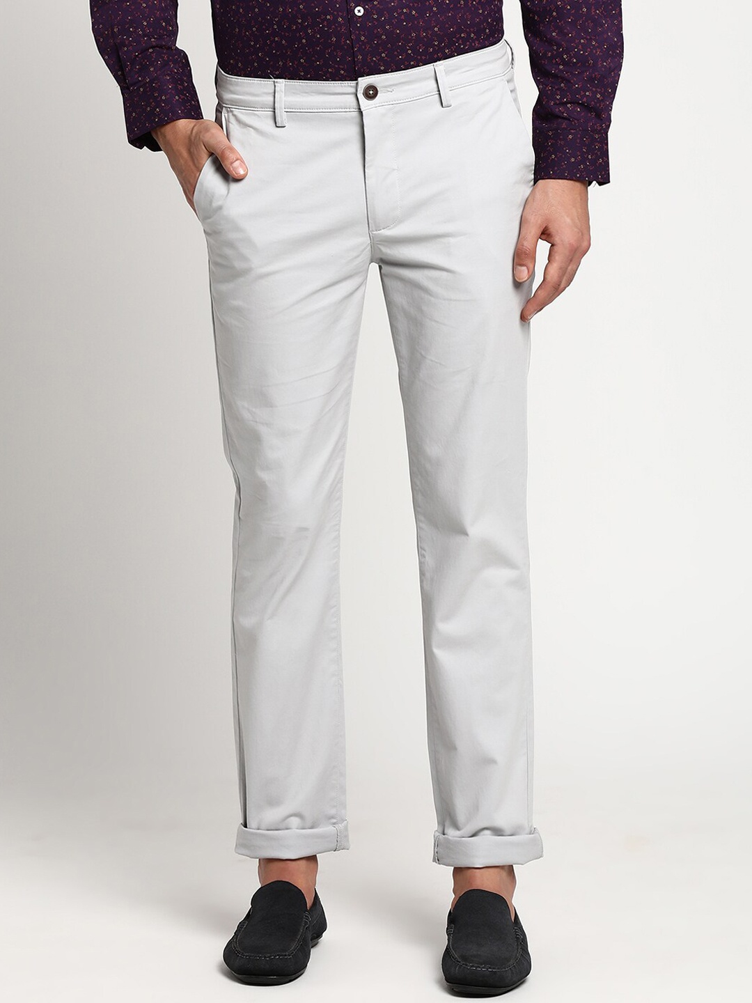 

Turtle Men Off White Slim Fit Chinos Trousers