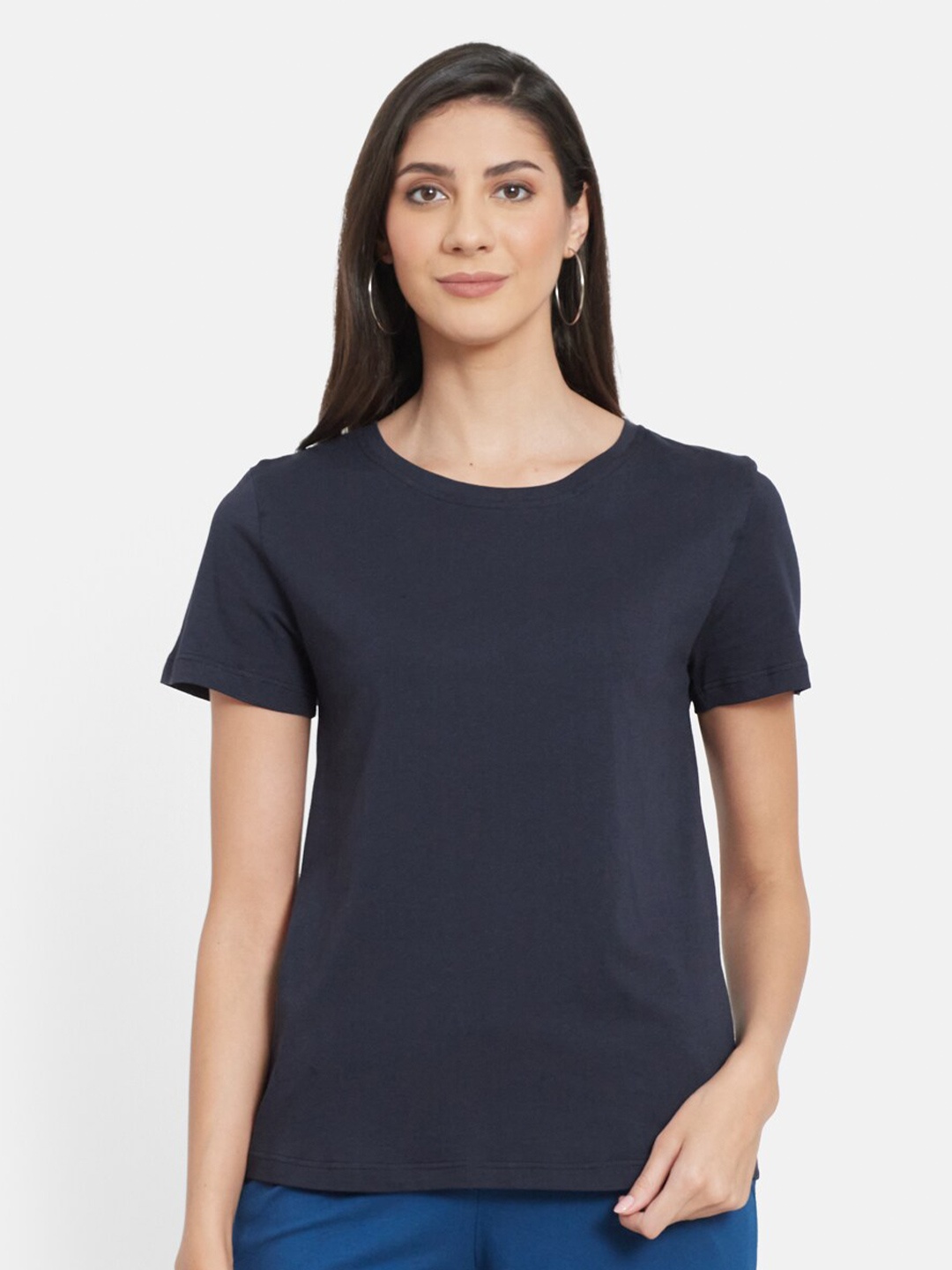

UNMADE Women Navy Blue Organic Cotton T-shirt