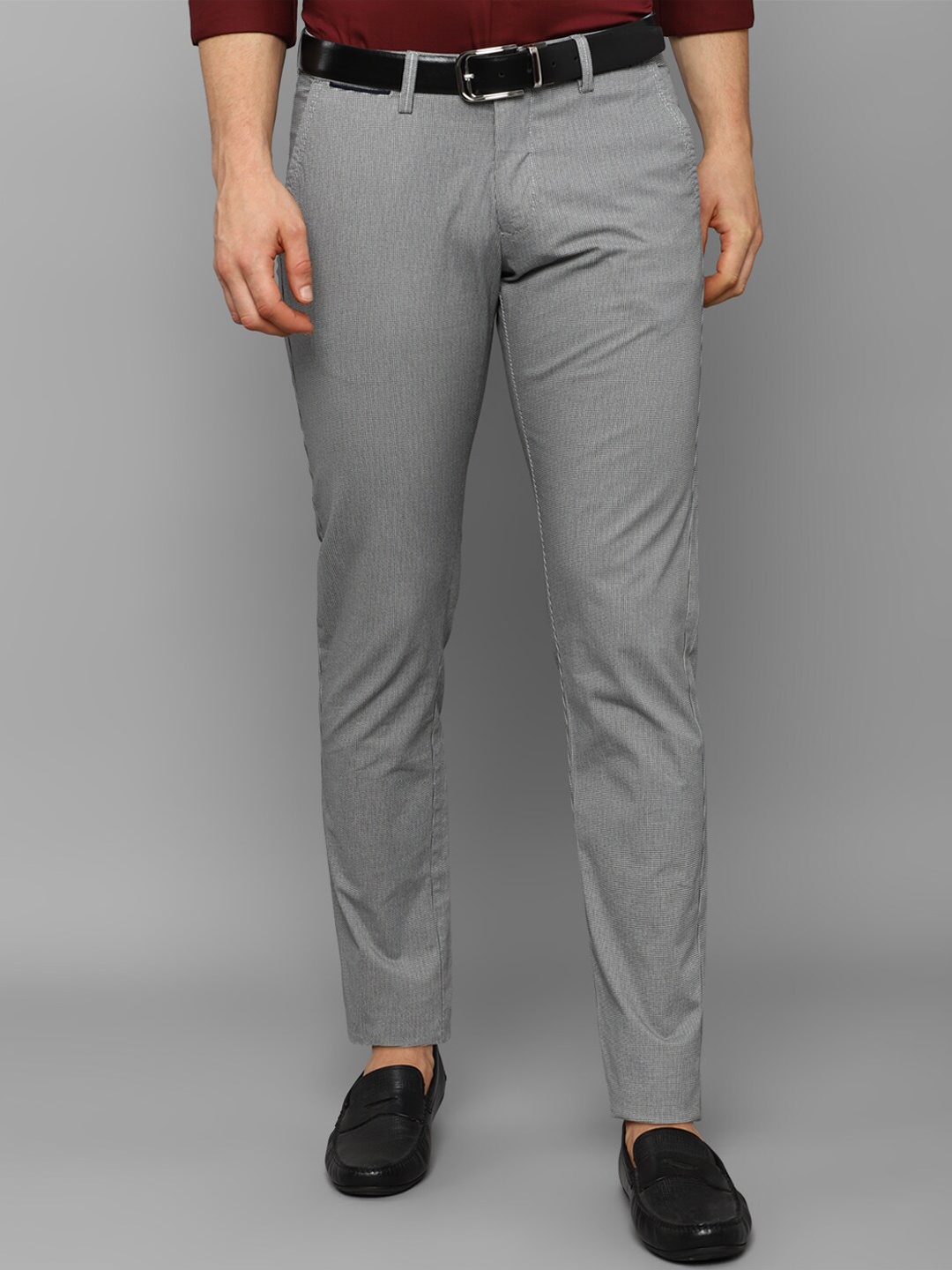 

Allen Solly Men Grey Textured Slim Fit Trousers