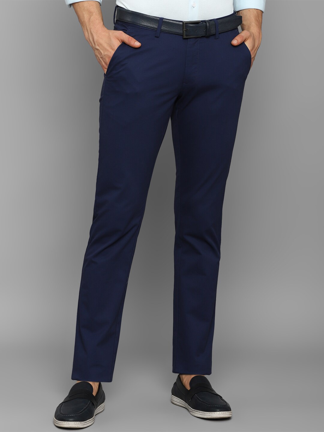 

Allen Solly Men Navy Blue Tapered Fit Trousers