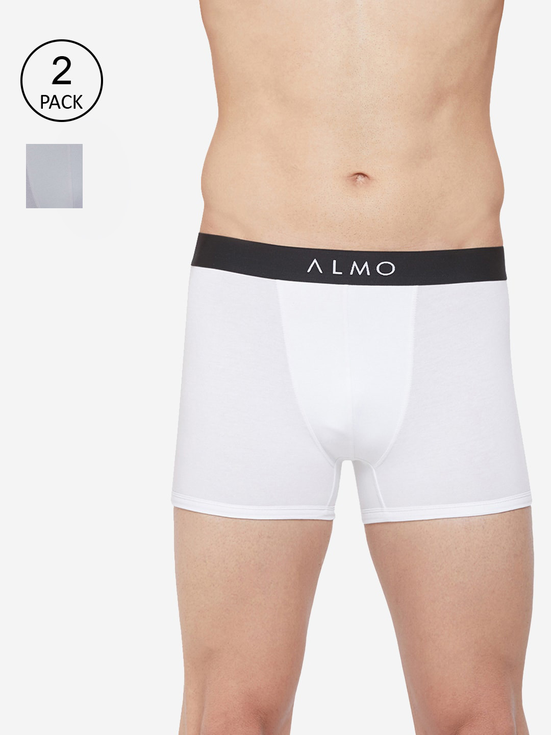 

Almo Wear Men Pack Of 2 Solid Cotton Slim-Fit Trunks CRED-T-WG, White