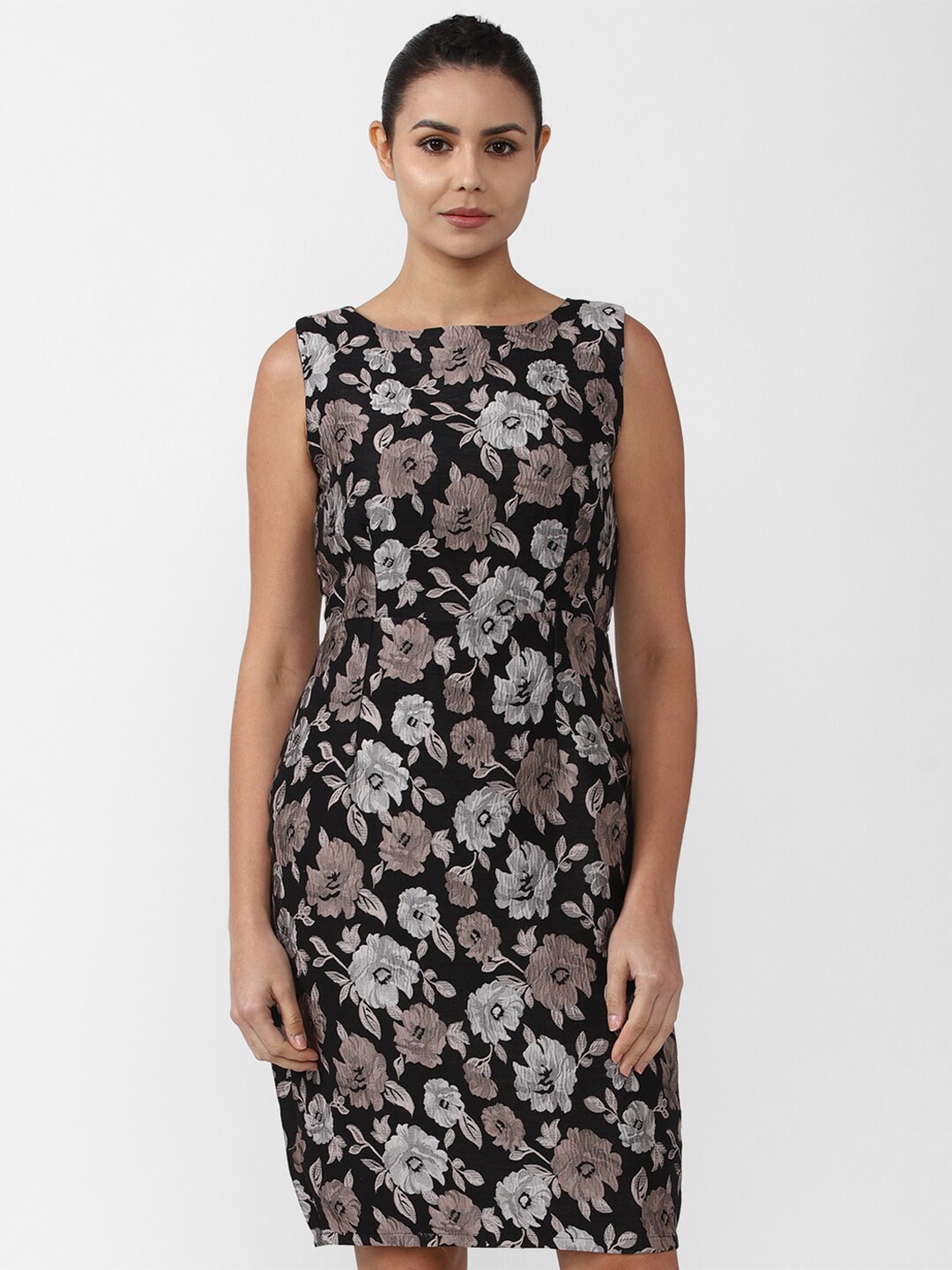 

Van Heusen Woman Black & Grey Floral Sheath Dress