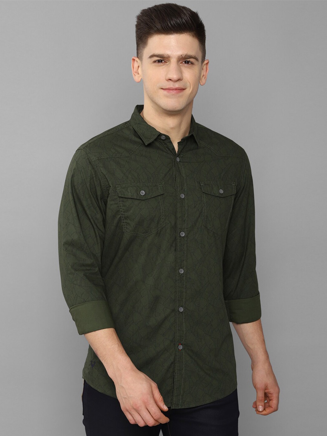 

Allen Solly Sport Men Olive Green Floral Printed Casual Shirt