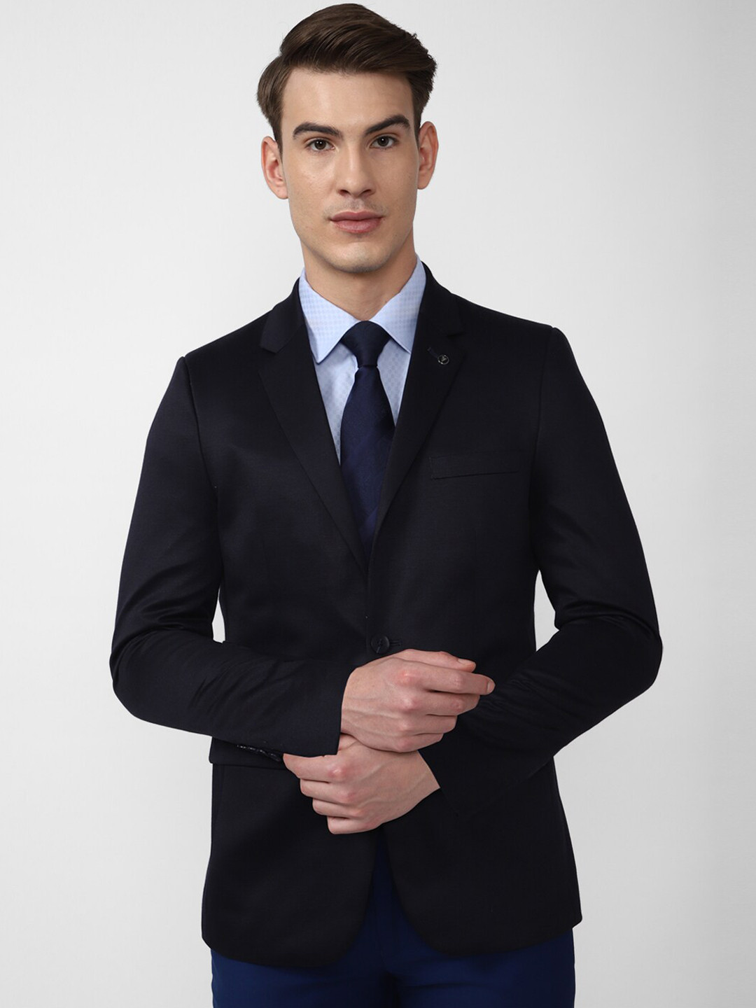 

Van Heusen Men Black Solid Single Breasted Slim-Fit Formal Blazer