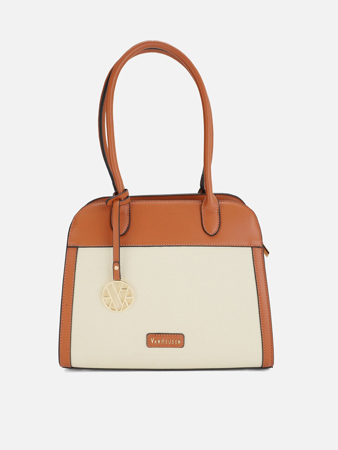 

Van Heusen Woman White Colourblocked PU Structured Shoulder Bag with Applique