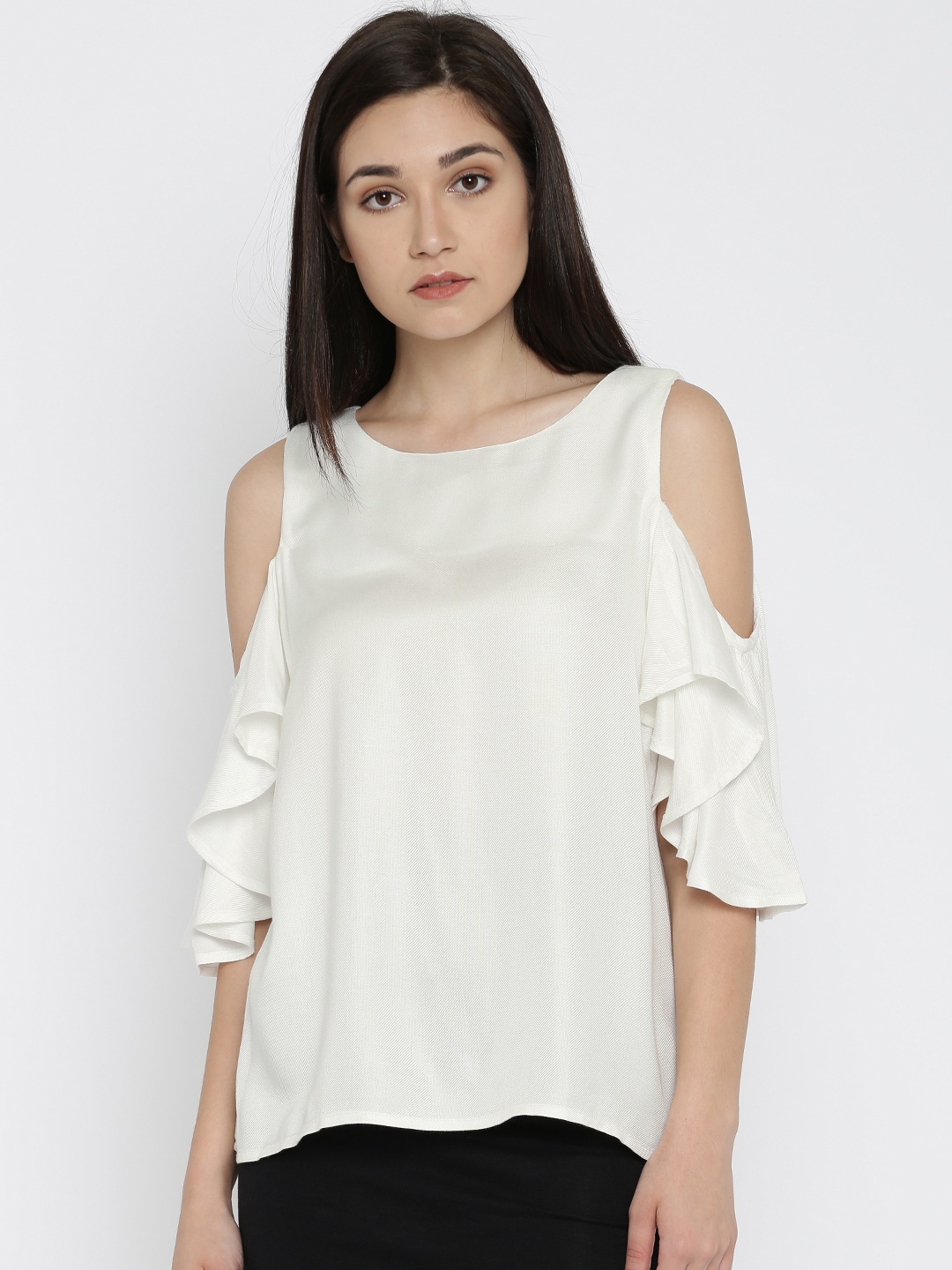 

Flying Machine Women White Solid Top