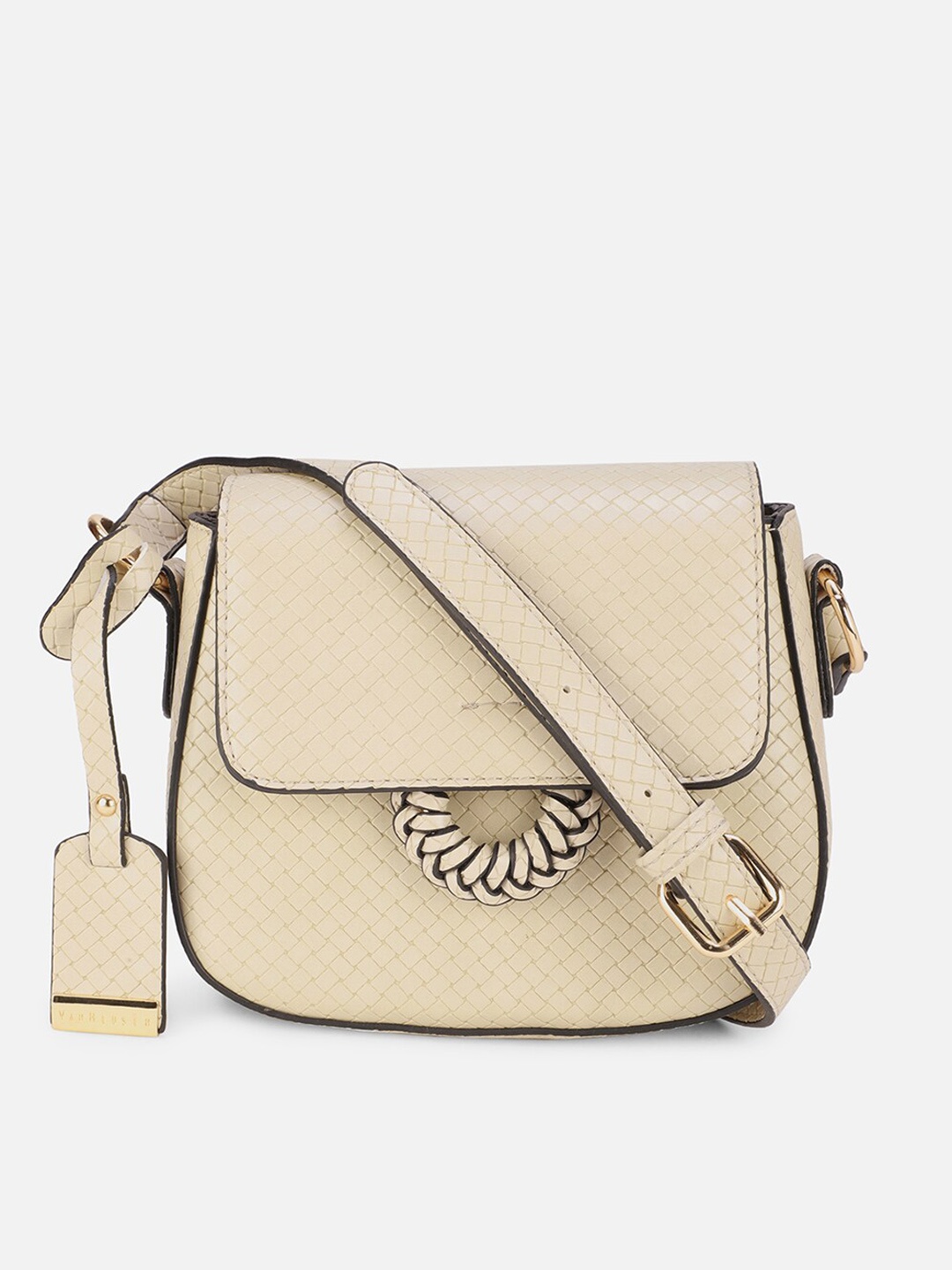 

Van Heusen Woman Beige Textured PU Half Moon Sling Bag
